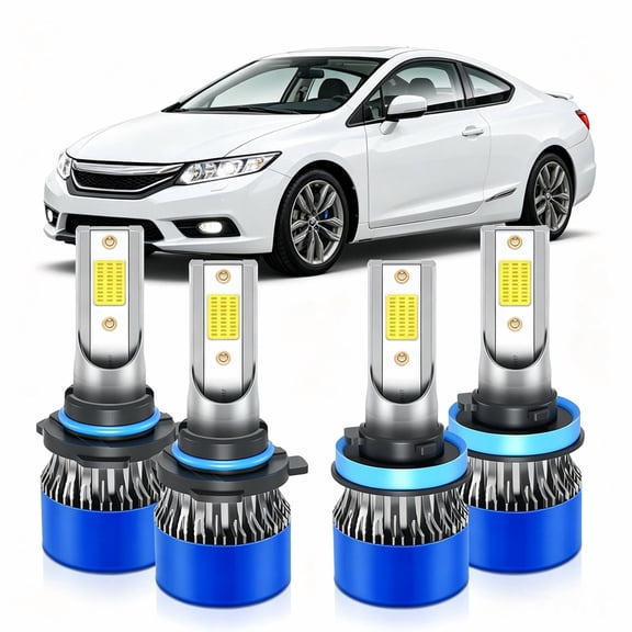 soukeo Fit for Honda Civic (EX Coupe) 2014-2015 LED Headlight Bulbs, High Beam 9005 Low Beam H11,1:1 Halogen Size,Plug and Play,6500K Cool White,4pcs