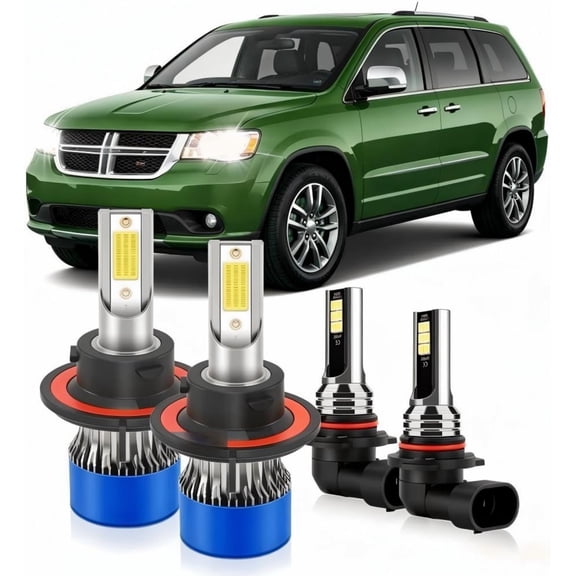 soukeo Fits for Dodge Grand Caravan 2008-2009 High Low Beam Fog Light Bulbs Combo, 6500K Cool White, 1:1 Mini Halogen Size, LED Headlight Bulbs, Pack of 4