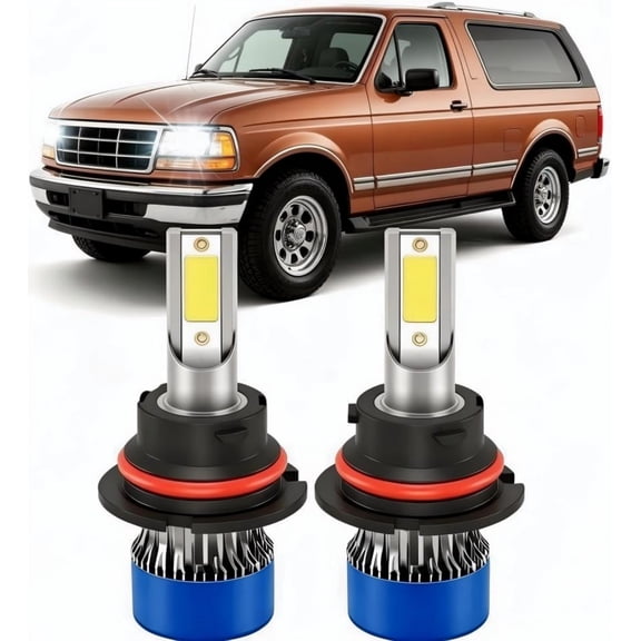 soukeo Fits for Ford Bronco 1993-1996 High Low Beam Bulbs Combo, 6500K Cool White, 1:1 Mini Halogen Size, LED Headlight Bulbs, Pack of 2