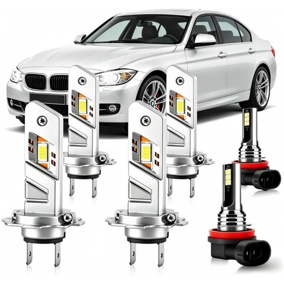 soukeo Super Bright 6500K White Light Bulbs for BMW 328i 2007-2010 2012-2016, 80,000-Hour Lifespan, High/Low Beam Fog Bulbs, LED Headlight Bulbs 6-Pack