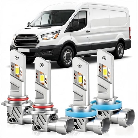 soukeo Super Bright 6500K White Light Bulbs for Ford Transit 150 250 350 350HD (2014-2020/2023), 80,000-Hour Lifespan, High/Low Beam Bulbs, LED Headlight Bulbs 4-Pack