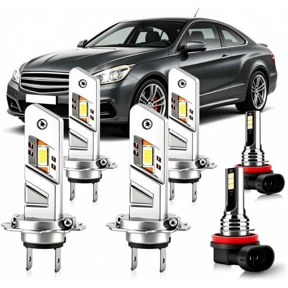 soukeo Super Bright 6500K White Light Bulbs for Mercedes-Benz E63 AMG 2008-2013, 80,000-Hour Lifespan, High/Low Beam Fog Bulbs, LED Headlight Bulbs – 6-Pack