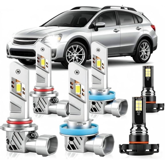 soukeo Super Bright 6500K White Light Bulbs for Subaru XV Crosstrek 2013-2014, 80,000-Hour Lifespan, High/Low Beam Fog Bulbs, LED Headlight Bulbs 6-Pack