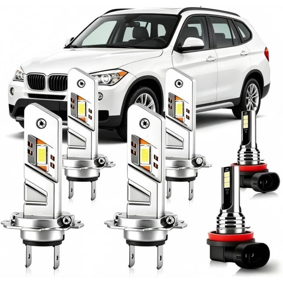 soukeo Super Bright 6500K White Light Bulbs for BMW X1 2010-2019, 80,000-Hour Lifespan, High/Low Beam Fog Bulbs, LED Headlight Bulbs – 6-Pack