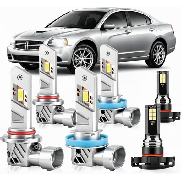 soukeo Super Bright 6500K White Light Bulbs for Dodge Charger 2011-2014, 80,000-Hour Lifespan, High/Low Beam Fog Bulbs, LED Headlight Bulbs 6-Pack