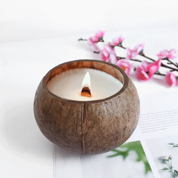 soumake Handmade Storage Bowl Burr Free Multi-purpose Natural Coconut Shell Candle Holder Bowl Home Decor useful