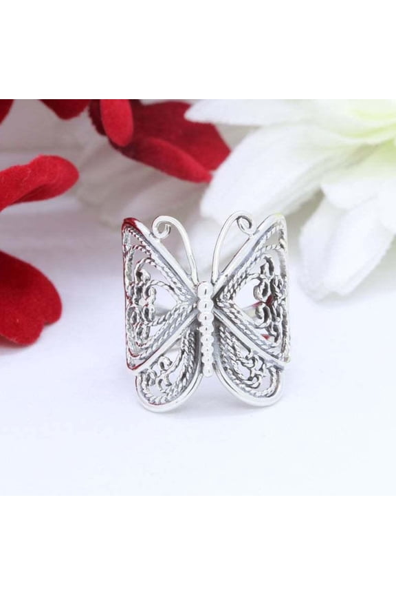 Women's Elegant Hypoallergenic Vintage Carved Butterfly Ring