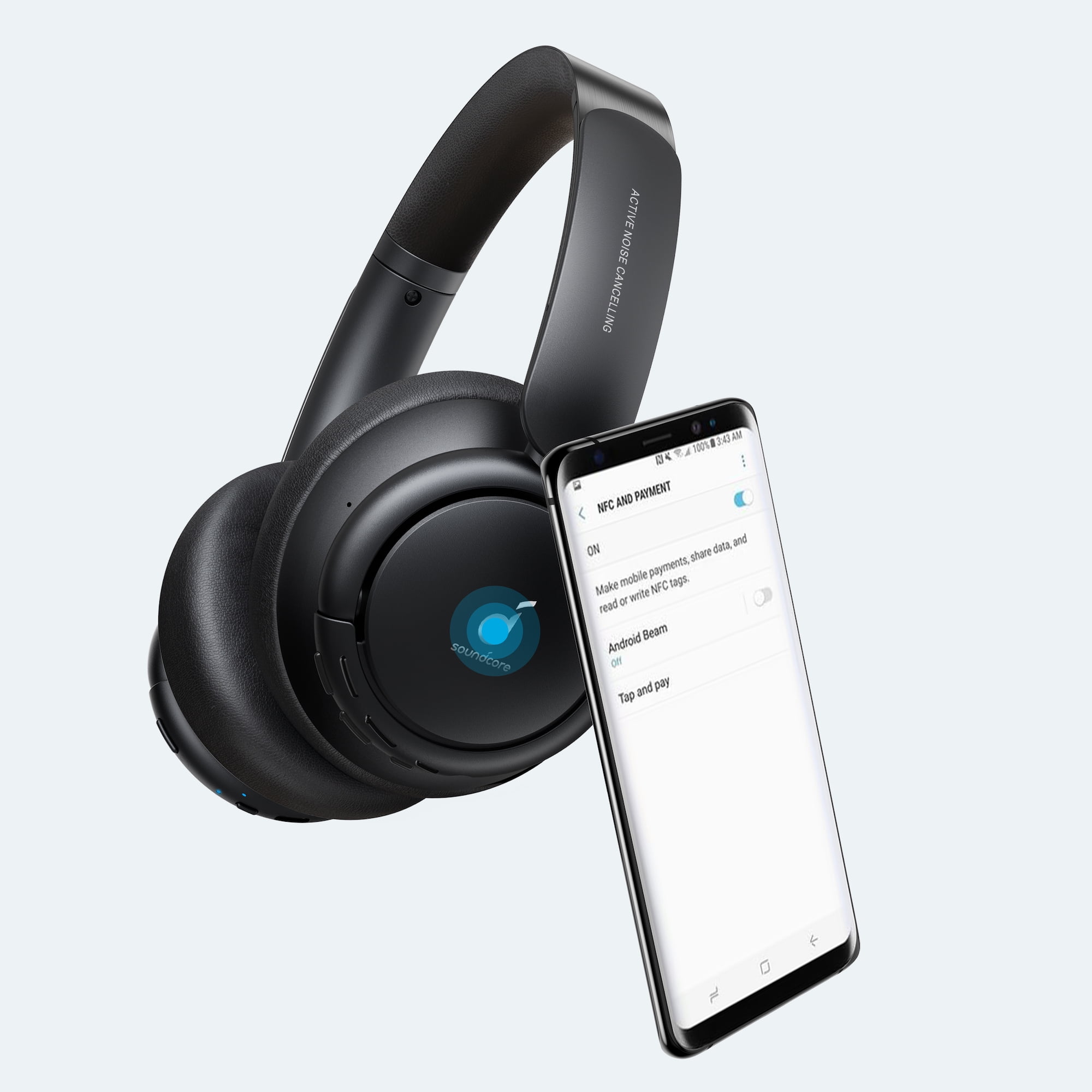 Anker Soundcore Space One Headphones, Active Noise Canceling, App Control,  40 Hours ANC Playtime - Blue 