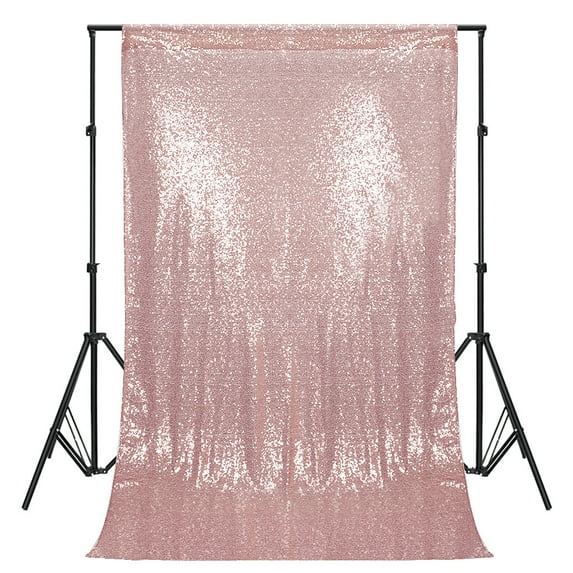 source max Sequin Backdrop Curtain 4 x 7' Sequin Mesh Photo Studio Background, Wedding, Gold