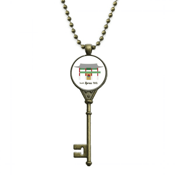 south korea landmarks buk key necklace pendant tray embellished chain