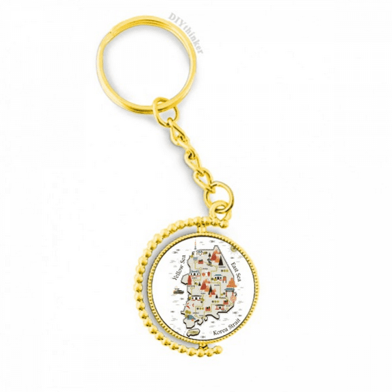 south korea landmarks travel map metal connector key chain accessory en keyholder