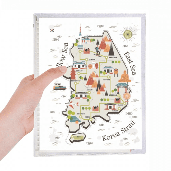 south korea landmarks travel map notebook loose diary refillable journal statiry