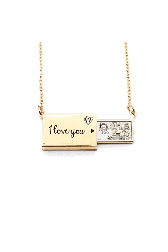 south korea map landmarks letter envelope necklace pendant jewelry