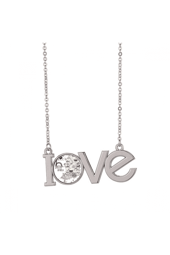 south korea map landmarks love necklace pendant charm jewelry