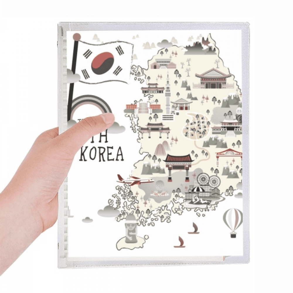 south korea map landmarks notebook loose diary refillable journal statiry