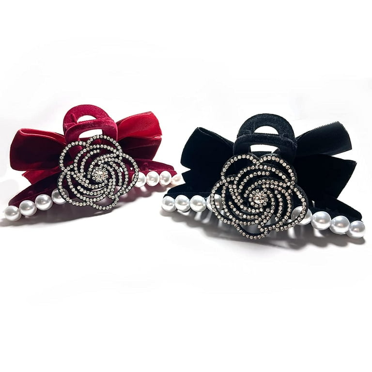 VELVET HAIR CLIPS 2 PK LARGE BLACK VELVET HAIR CLIPS 2 PK LARGE BLACK
