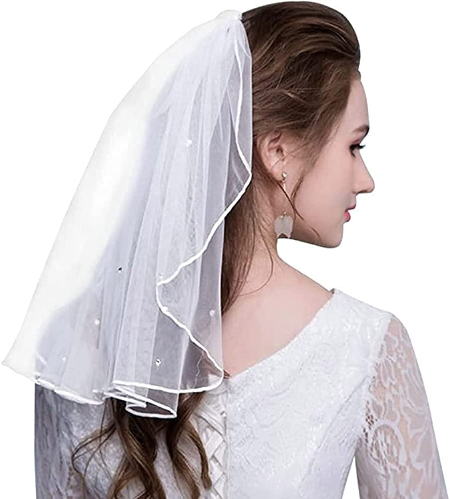 New 1 tier rhinestone & lace veil with comb EllieWely 1 Tier Chapel Length 3 M(118 inch) Sequin Lace  main image 4