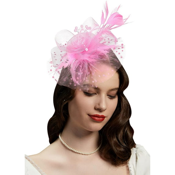 southwit Fascinators Hat for Women Tea Party Headband Kentucky Derby Hats Wedding Flower Cocktail Mesh Feathers Hair Clip