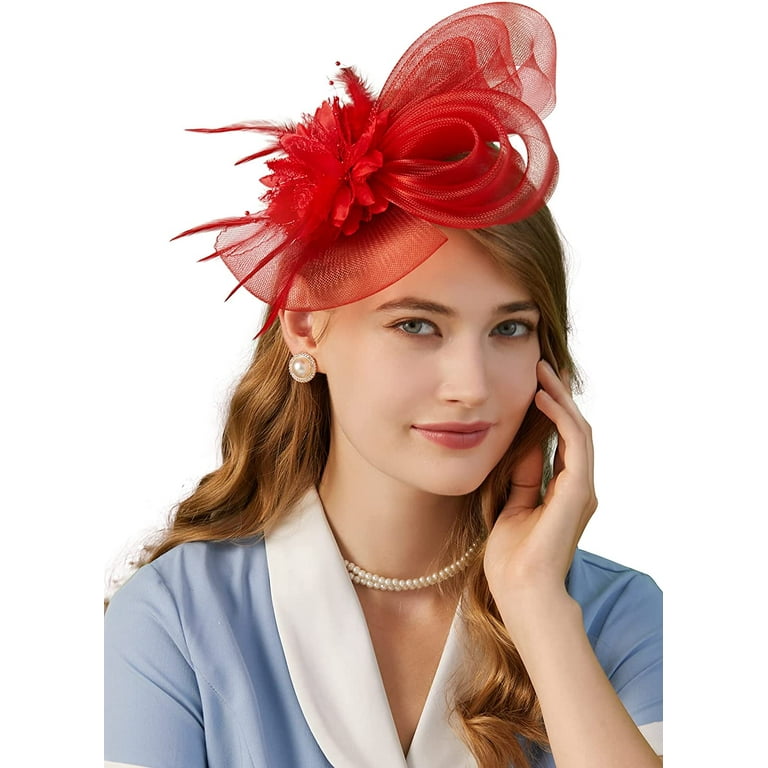 Fascinators Hat for Women Tea Party Headband Kentucky Derby Wedding Flower southwit Fascinators Hat for Women Tea Party Headband  main image 3