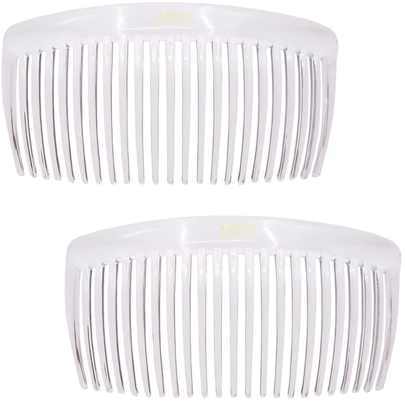 southwit Paris CP2911 French Side Combs Large Curved, Clear French Twist Hair Combs Decorative, Strong Hold Hair Clips for Women Bun Chignon Up-Do, No Slip Styling Girls Hair Accessories