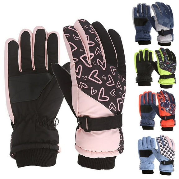 sovlvnd 4-8Years Winter Gloves for Kids Boys Girls Snow Windproof Mittens Outdoor Sports Skiing Cold Weather Thick Warm Gloves for Kids