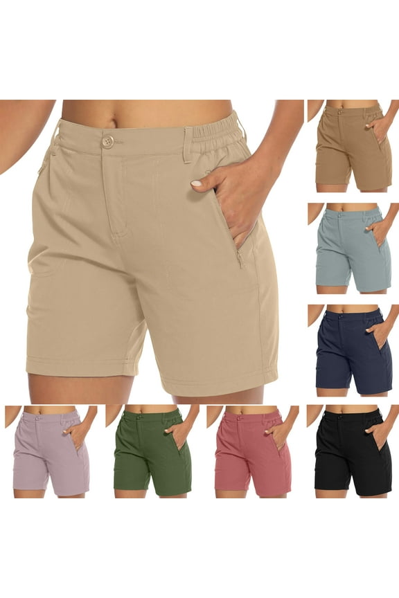 50% Off Clear! Womens Athletic Shorts Womens Zip Pocket Lightweight Hiking And Jogging Work Pants Khaki S