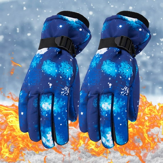 sovlvnd 9-15Years Toddler Kids Boys Girls Gloves Winter Outdoor Windproof Warm Lock Temperature Ski Gloves on Clearance