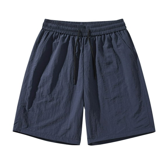 sovlvnd Cargo Shorts for Men, Man Solid Color Loose Thin Fifth Pants Shorts Large Size Fashion Fallow Beach Straight-leg Pants 3XL, Navy