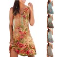 thumbnail image 1 of sovlvnd Casual Sundresses for Women 2024 Loose Summer Floral Printed Tank Dress Hollow Out Beach Sundress Sleeveless Dresses Womens Dresses, 1 of 5