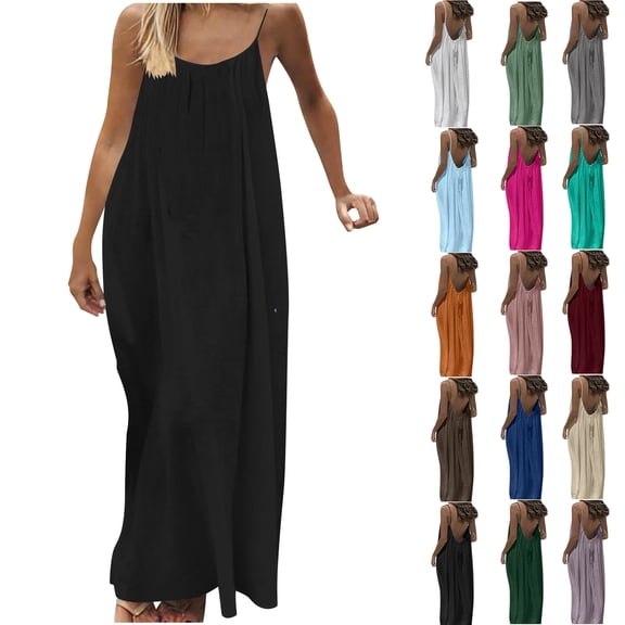 Women Casual Dress, Sundresses for Women Loose Summer Solid Tank Dress Hollow Out Beach Sundress Sleeveless Dresses
