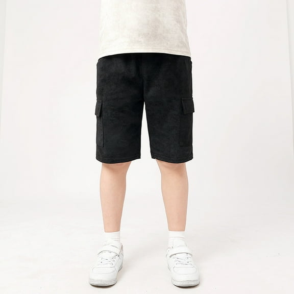 sovlvnd Child's Summer Solid Boys And Girls Toddler Botton Short Pants Denim Cute Shorts Overalls Black, 4 Years