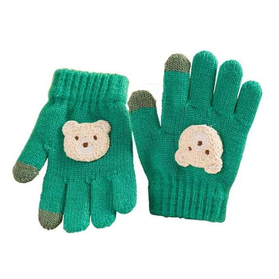 Childrens Gloves for Winter New Styles for Boys And Girls Bears for Cold Protection And Warmth Babys Five Finger Yarn Knitted Gloves Kids Winter Warm Gloves
