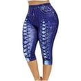 thumbnail image 1 of sovlvnd Clearance under 10 Women's Sexy Over Size And Gentle Large Digital Printed Denim Sports Leggings Yoga Pants Soft Versatile Caoris, 1 of 5
