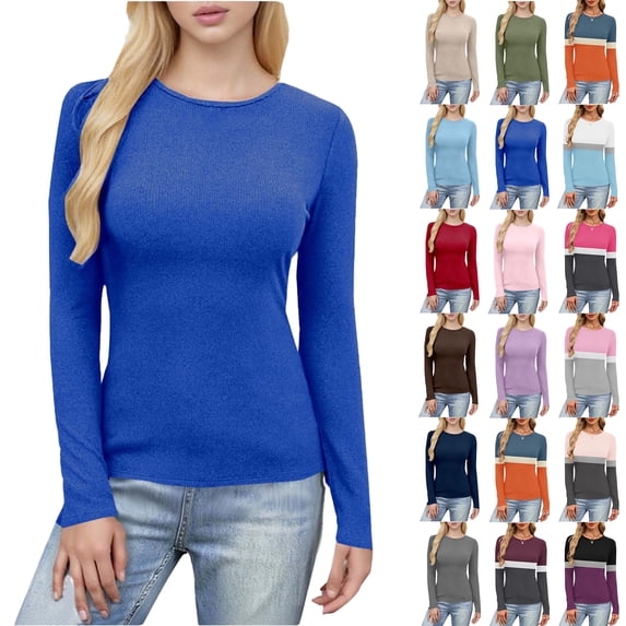 Women's Casual Loose Trendy Sequin Fashionable Oversize Printed Round Neck Long Sleeve Comfortable Loose Top