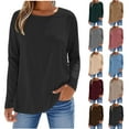 thumbnail image 1 of sovlvnd Clearance under 5 Women's Casual Loose Trendy Sequin Fashionable Oversize Printed Round Neck Long Sleeve Comfortable Loose Top, 1 of 6