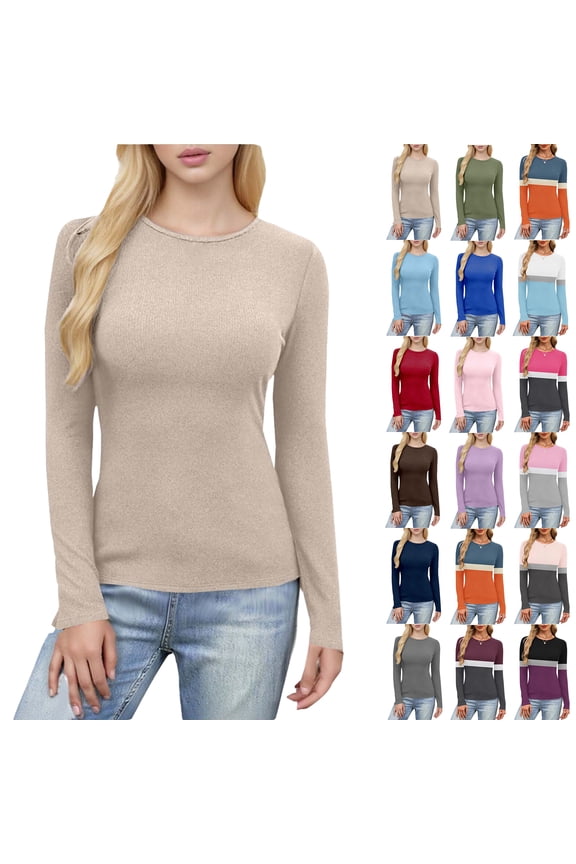 Women's Casual Loose Trendy Sequin Fashionable Oversize Printed Round Neck Long Sleeve Comfortable Loose Top