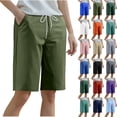 thumbnail image 1 of Womens Shorts Plus Size Casual Fitness Sports Solid Waist Elastic Pants With Pocket, 1 of 7
