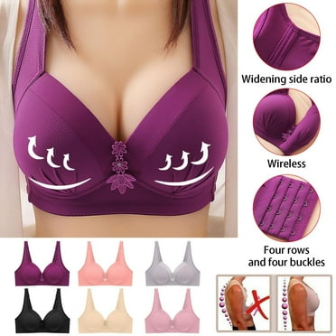 sovlvnd Deals 2024 Women's Bra Over Size Soild Wire Free Underwear Breathable One-Piece Bra Everyday Back Buckle Underwear Casual Lightweight Bras