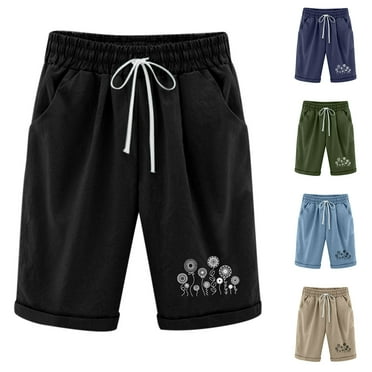 sovlvnd Deals 2024 Women's Plus Size Shorts Comfortable Fashionable Printing Elastic Waist 5-inch Pants Drawstring 5-inch Shorts
