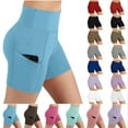 thumbnail image 1 of Gym Shorts Women Lady Solid pocket High-waist Hip Stretch Underpants Running Fitness Yoga Shorts Athletic Shorts for Women, 1 of 9