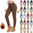 thumbnail image 1 of Women's Fleece Lined Leggings with Pockets Thermal Winter Workout High Waist Warm Yoga Pants Tight Full Length, 1 of 7