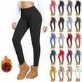 thumbnail image 1 of Women's Fleece Yoga Leggings with Pockets Velvet Warm Home Leggings Casual Close Fitting Leggings Long Pants, 1 of 7