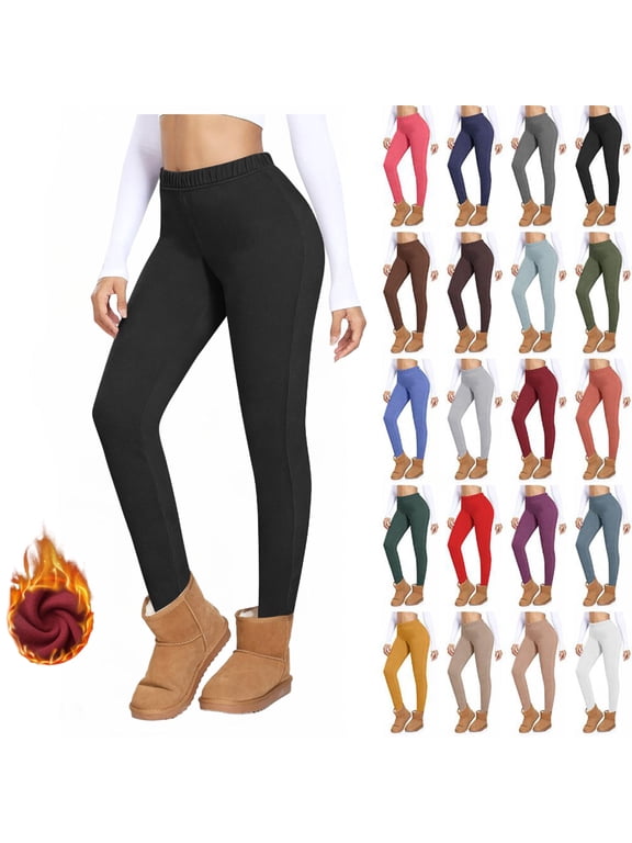 Women's Fleece Yoga Leggings with Pockets Velvet Warm Home Leggings Casual Close Fitting Leggings Long Pants