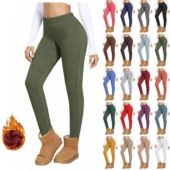 Womens Leggings Pants High Waist Ankle Yoga Leggings Workout with Pockets Velvet Warm Home Leggings Casual Close Fitting Pants