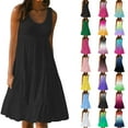 thumbnail image 1 of Women Summer Plus Dresses Casual Sundresses Fashion Holiday Solid Sleeveless Beach Dress, 1 of 6