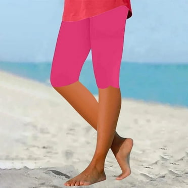 sovlvnd Discount 2024 Women's Over Size Summer Fashionable High Waisted Solid Color Capris Matching Slim Fitting Yoga Gym Pants