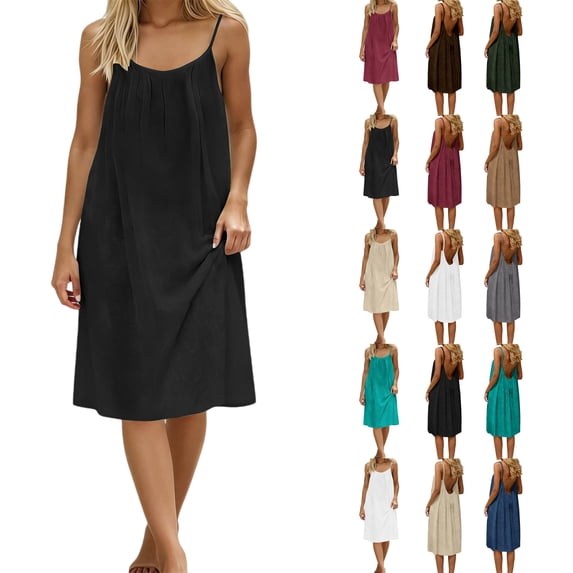 Womens Tank Dresses Casual Summer Plus Size Print V-neck Pockets Sleeveless Maxi Long Dress Sundresses for Women Womens Dresses