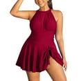 thumbnail image 1 of sovlvnd Family Gifts Women's 2025 Spring Fashion Large Conservative Skirt Style One-Piece Swimsuit Set Wine, 4XL, 1 of 7