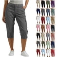 thumbnail image 1 of sovlvnd Fashion Plus Size Capris for Women Womens Casual Color Elastic Loose Pants Straight Wide Leg Trousers With Pocket Cropped Pants for Women, 1 of 9