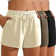 thumbnail image 1 of sovlvnd Gifts Clearance Womens Shorts 3PC Women'S Solid Color Casual Drawstring Sports Shorts With Pocket Multicolor 2XL, 1 of 9